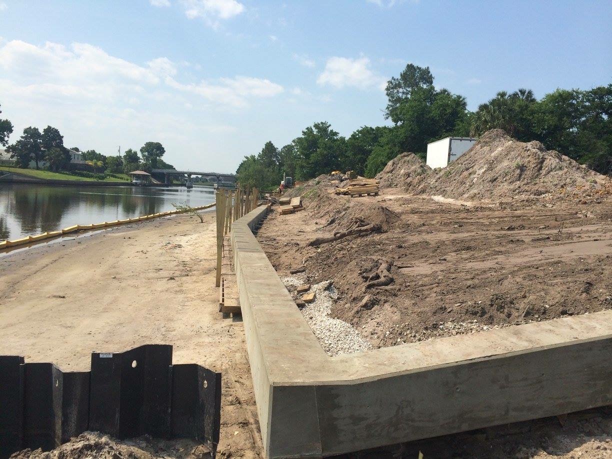 Seawall construction project in Palm Coast